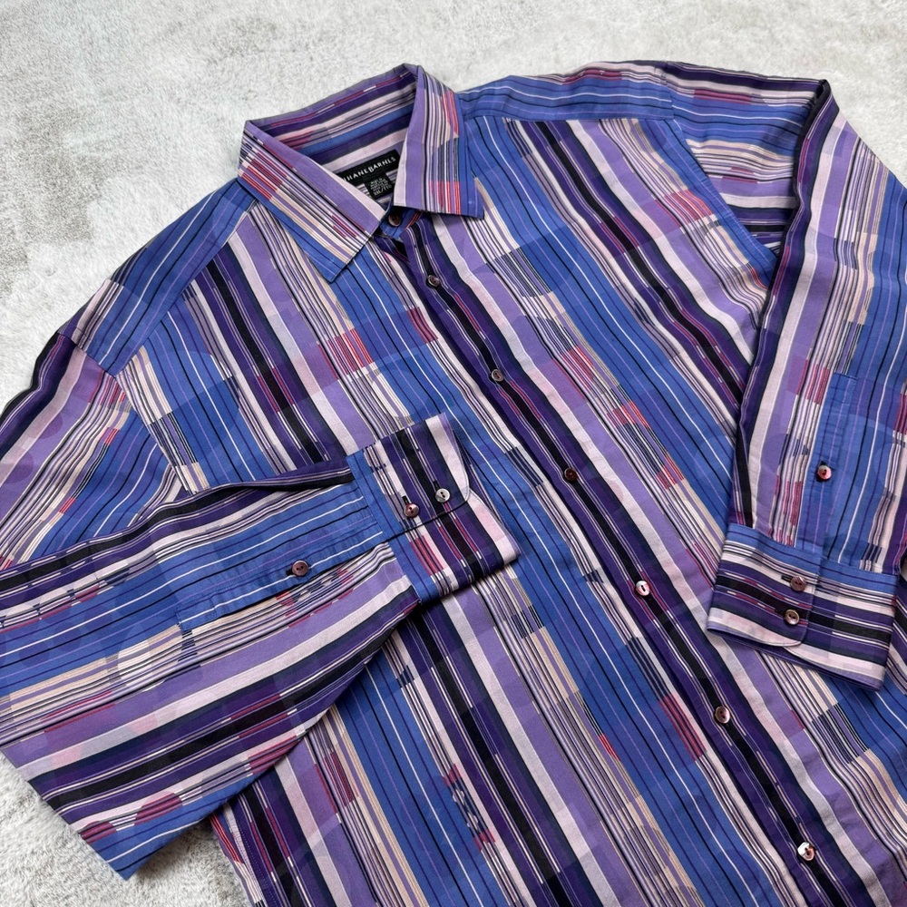 Jhane Barnes shirt men’s‎ size XXL striped geometric 3-D multicolor button down